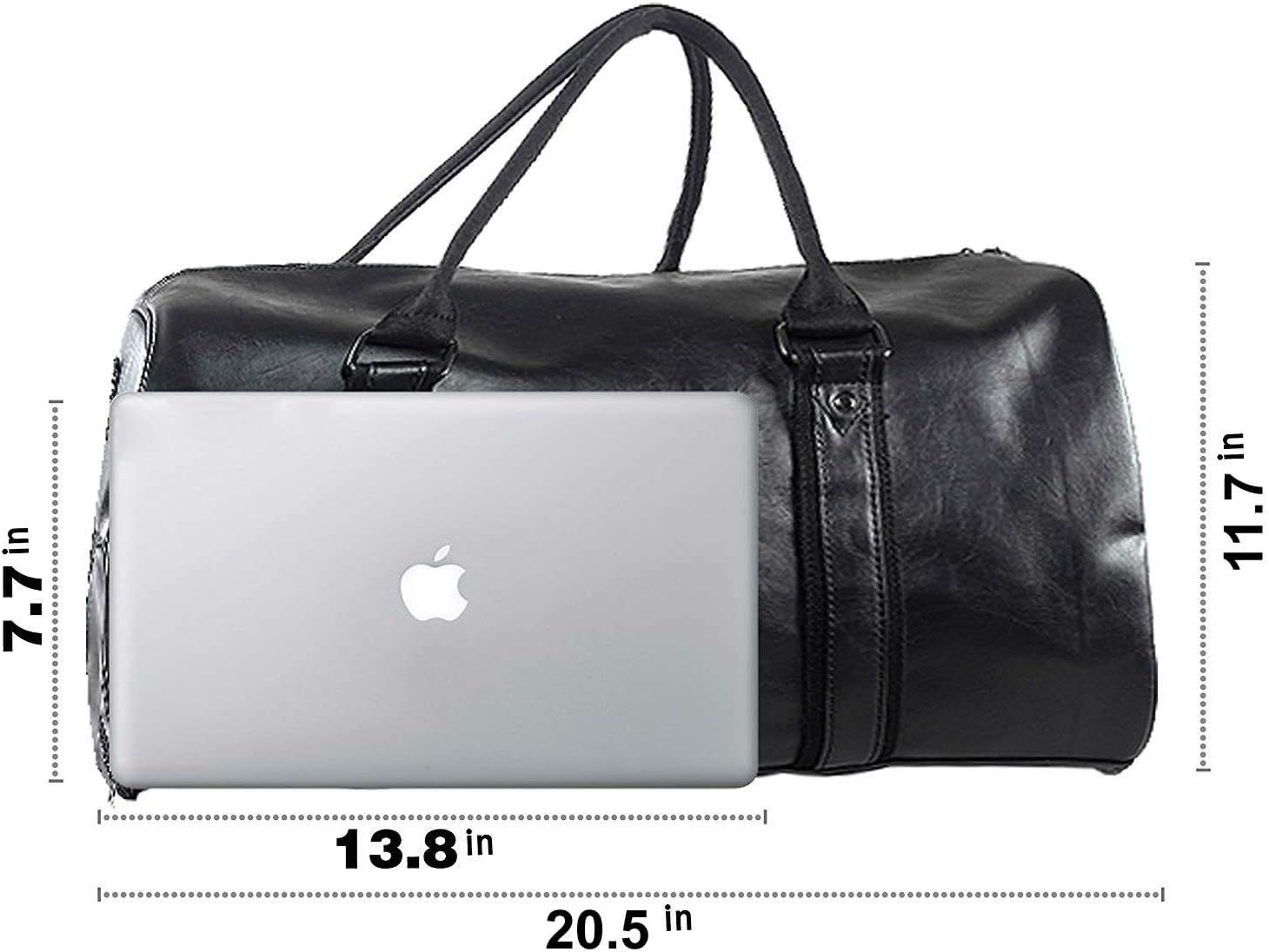 Weekender Oversized Travel Duffel Bag With Shoe Pouch, Leather Carry On Bag - Image 3